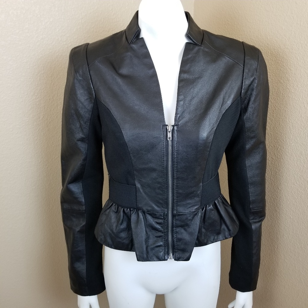 BCBGeneration NWT $288 Leather Peplum Jacket~XS